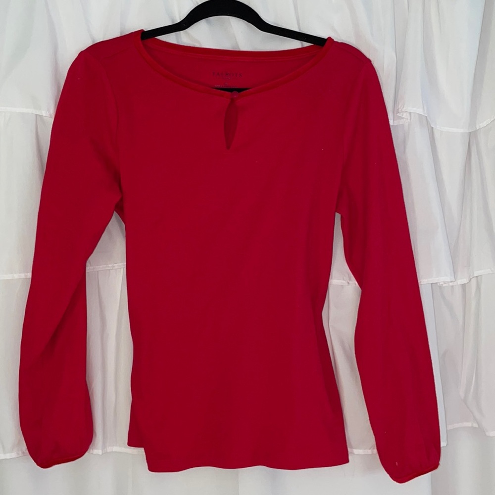 Red long sleeve eyelet front